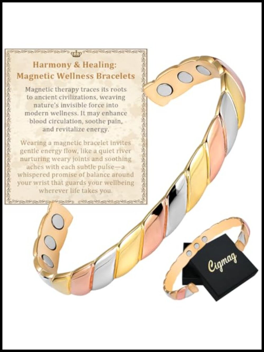 Pure Copper Bracelet Cuff Bangle Strength Magnet Adjustable